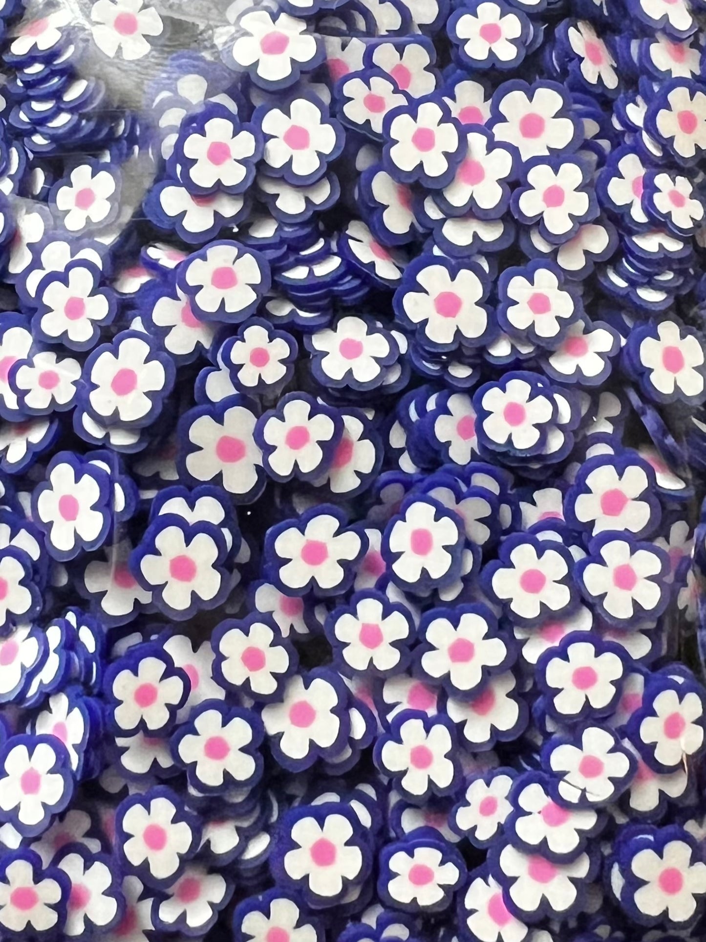 Blue Flowers Pink Center