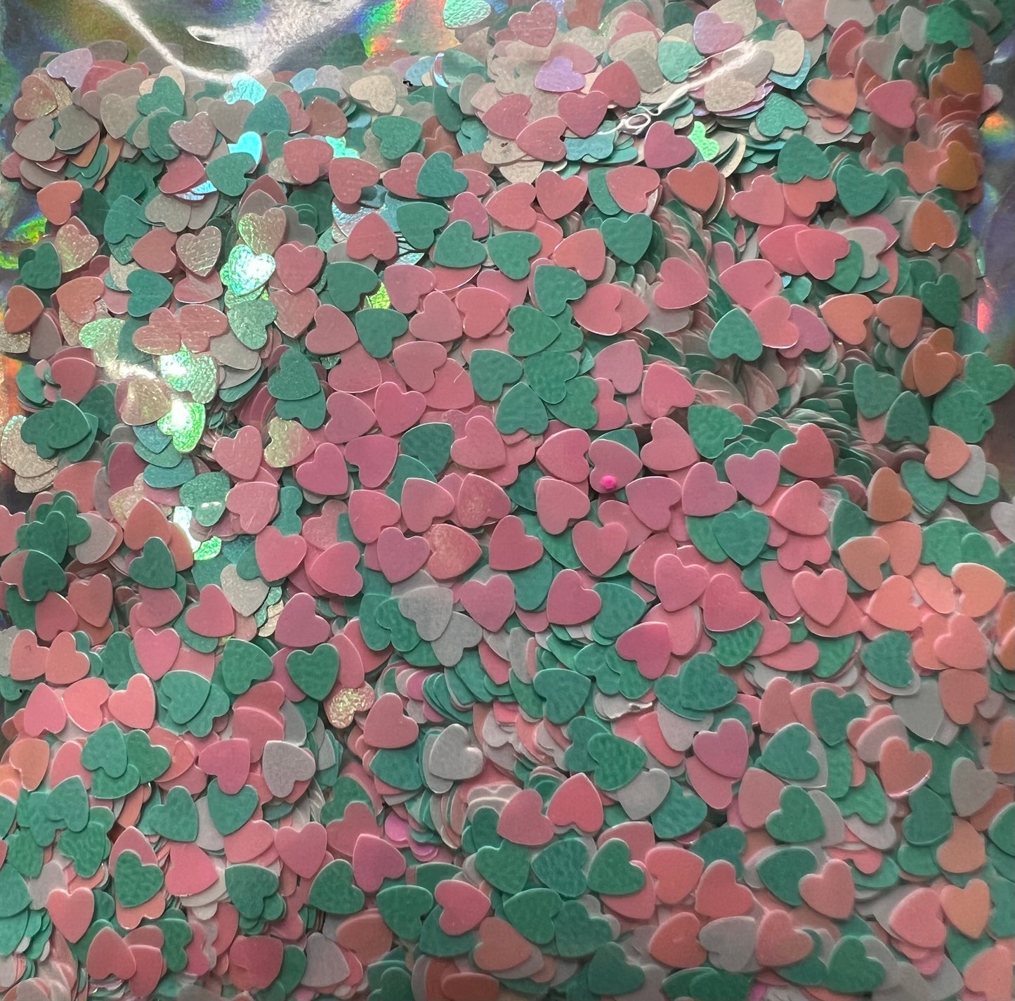 Mint & pink mini glitter hearts - NOT FOR INDIVIDUAL SALE