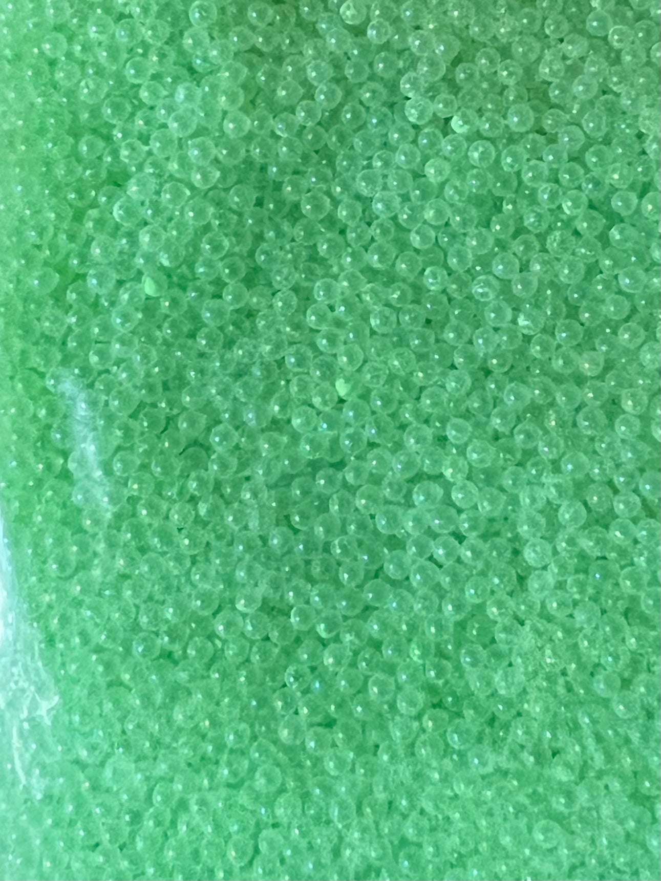 1oz - Green Micro Circle Glow Beads