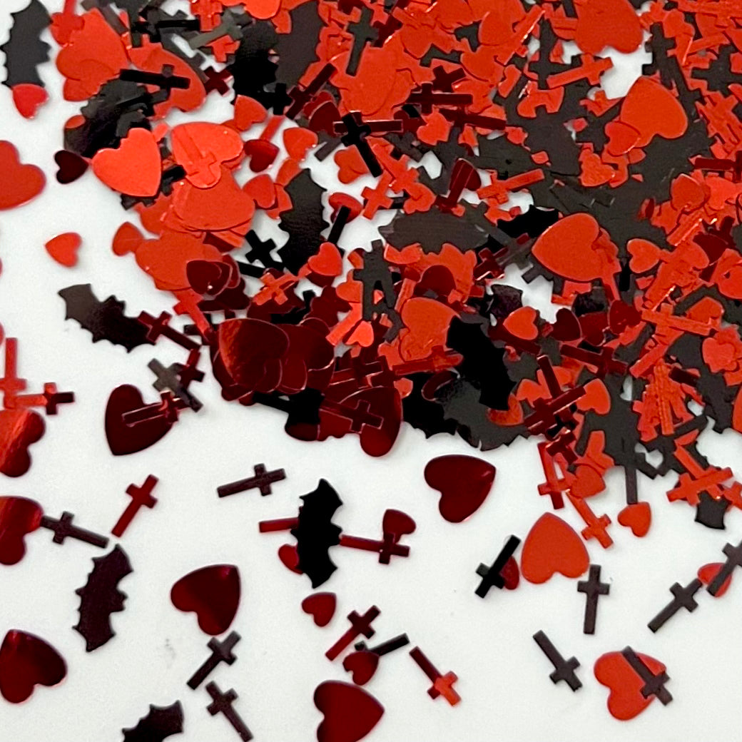 Black/Red Cross & Hearts