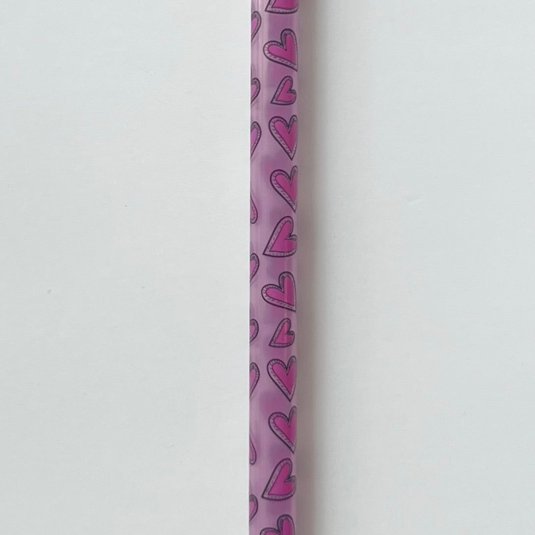 9” Pink Hearts Straw (fits 16oz)