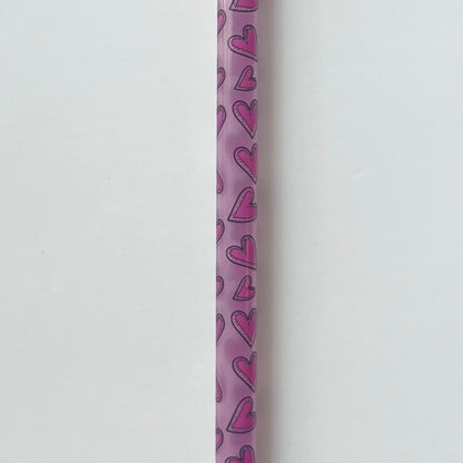 9” Pink Hearts Straw (fits 16oz)
