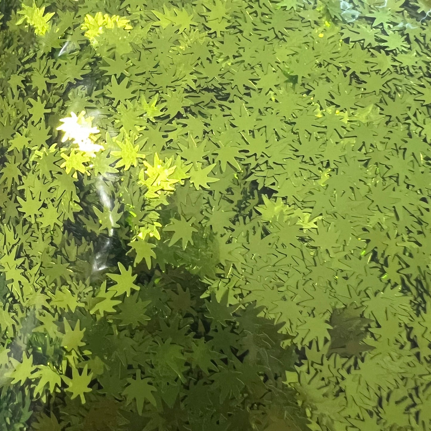 Green Glitter Shaped Happy Leaves - NOT FOR INDIVIDUAL SALE