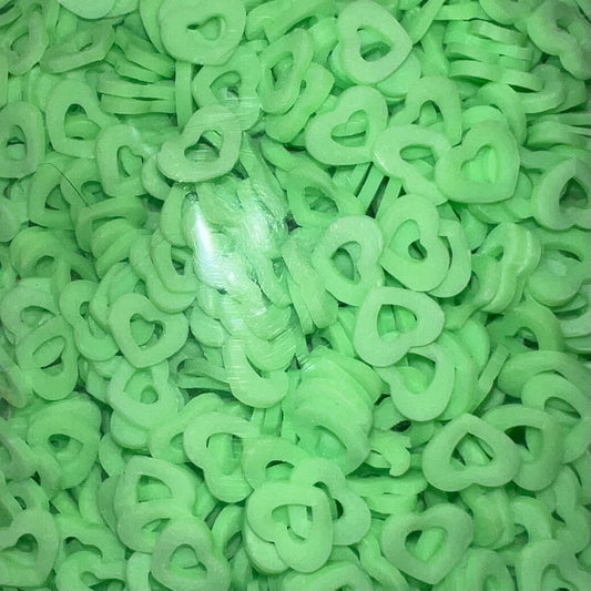 Bright Green Hollow Hearts - Glow - NOT FOR INDIVIDUAL SALE