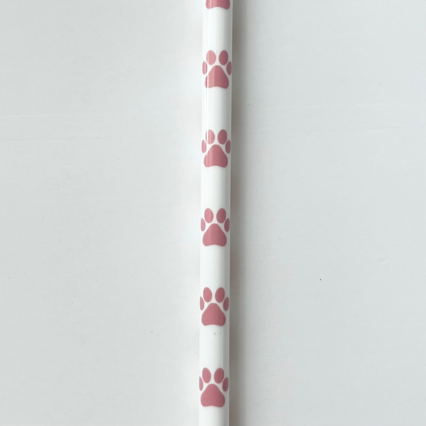 9” Dusty Pink Paw Prints Straw (fits 16oz)