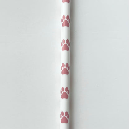 9” Dusty Pink Paw Prints Straw (fits 16oz)