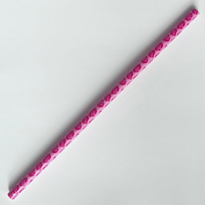 9” Pink Leopard Print Straw (fits 16oz)