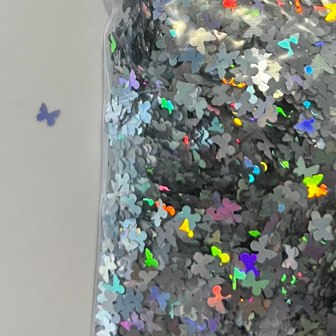 Silver Holographic Butterflies