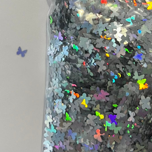 Silver Holographic Butterflies