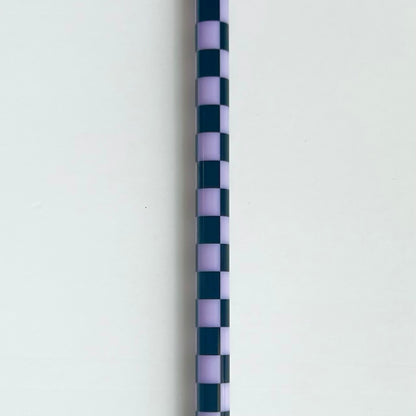 9” Purple Checkered Straw (fits 16oz)
