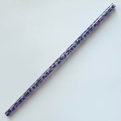 9” Purple Leopard Print Straw (fits 16oz)