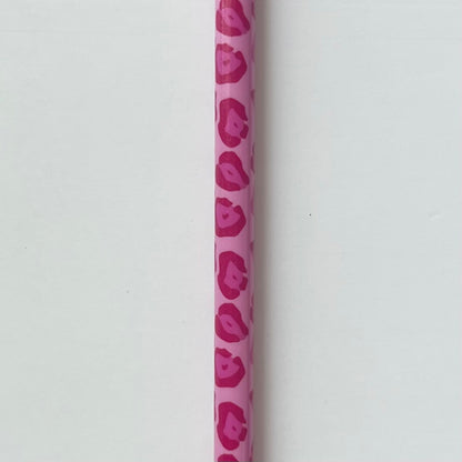 9” Pink Leopard Print Straw (fits 16oz)