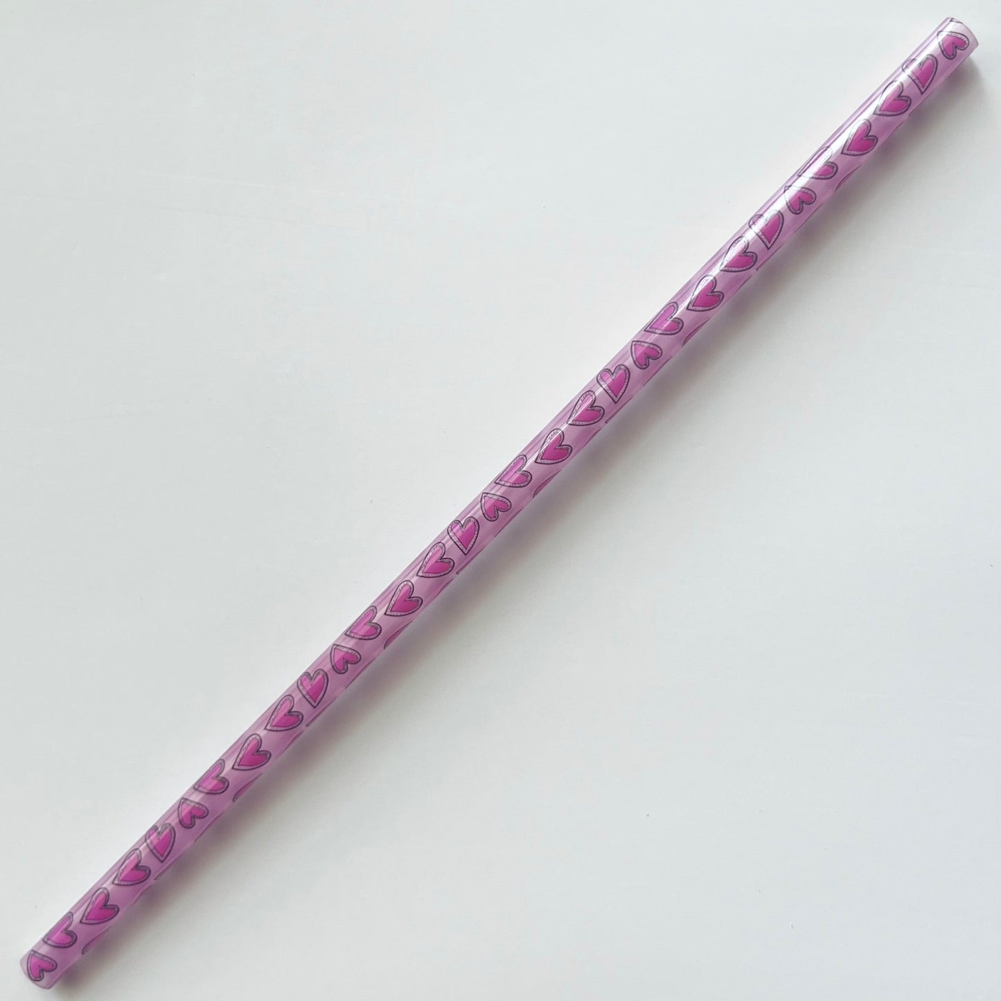 9” Pink Hearts Straw (fits 16oz)