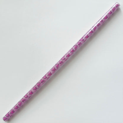 9” Pink Hearts Straw (fits 16oz)