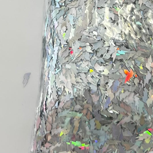Silver Holographic Lightening Bolts